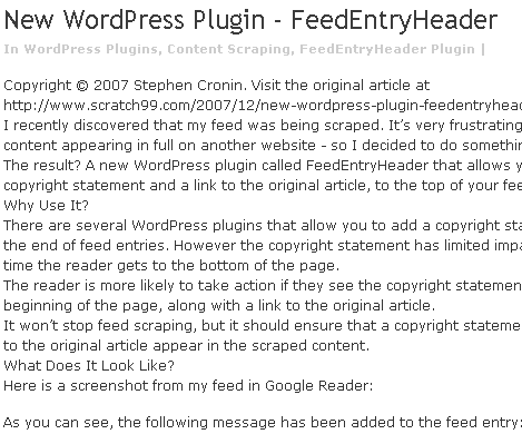 The FeedEntryHeader plugin in action