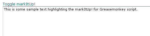 Image of comment area before markItUp! is turned on