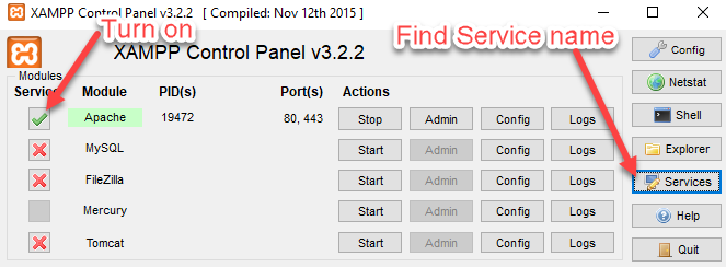 Installing Apache as a service on Xampp